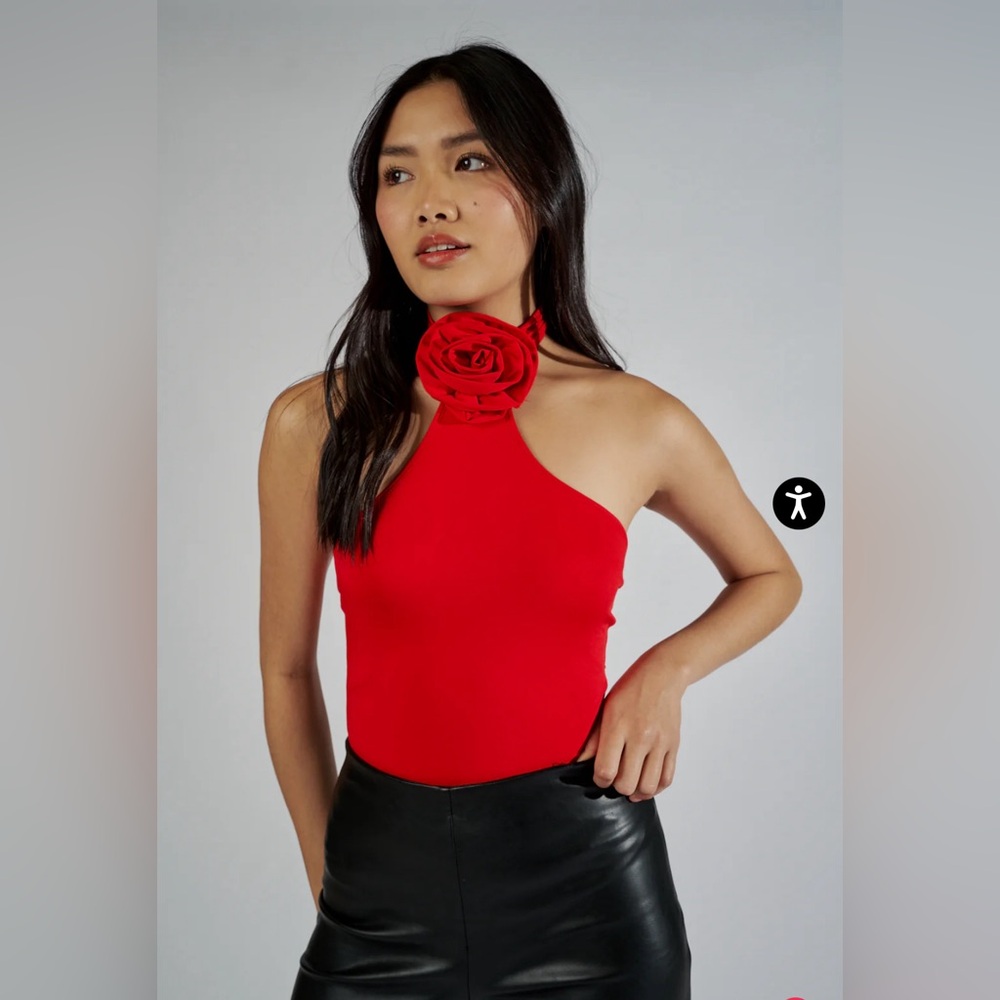 Red flower Fabrik bodysuit